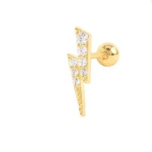 Dainty Diamond Lightening Bolt Stud Earring Screw in Tragus Hypoallergenic stud